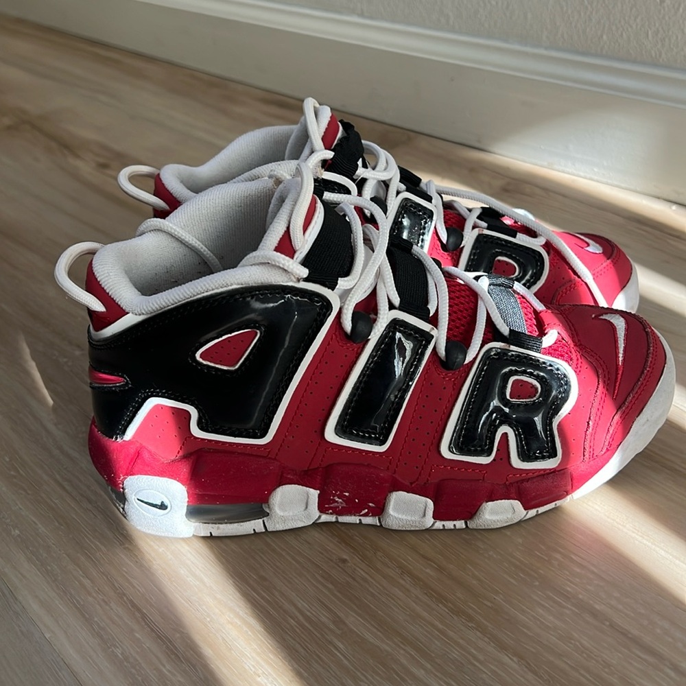 Nike Air More Uptempo Red in youth size 5.5. Used.
